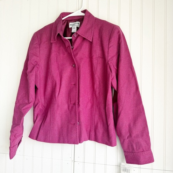 Pendleton Jackets & Blazers - Vintage Pendleton Size 10 Magenta Pink 100% Virgen Wool Jacket NEW!